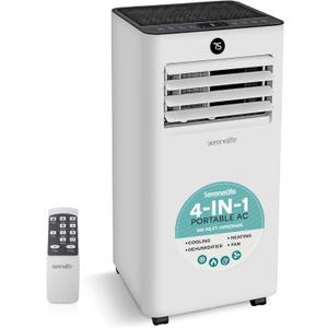 SereneLife 8,000 BTU Portable Air Conditioner and Heater, Small AC with Dehumidifier and Fan, Mini AC Unit with 350 Sq. Ft. Coverage, Includes Remote Control and Window Mount Kit