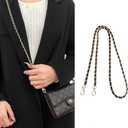 Bag Leather Chain Strap for Handbag Replacement,Purse Chain Shoulder Straps Crossbody (BLACK-120CM) (47in)