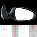 Right Passenger Side Mirror Compatible with 2019 2020 2021 2022 2023 2024 Kia Forte Right Rear View Door Mirror Manual Folding Power Glass Black 3 Pins KI1321226 87620M7000