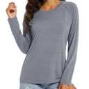MAGCOMSEN Sun Protection Shirts for Women Rash Guard Swim Top Athletic Workout Running T-Shirts Quick Dry Fit Grey 2XL (Gray, XXL)