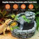 MIXJOY 2 in 1 Reptile Water Fountain with Food Dish 550ML, Terrarium Reptile Waterfall Drinking Fountain, Reptile Water Dispenser for Bearded Dragon Gecko Tree Frog Turtle Chameleon Leopard Lizard
