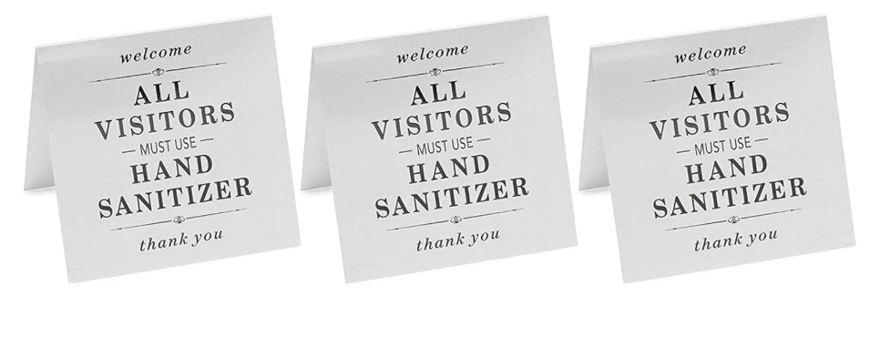 Stockroom Plus Metal Tent Signs, All Visitors Must Wash Hands (4 x 4 In, 3 Pack)