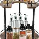 Petyoung 2 Tier Lazy Susan Organizer Rotating, 3 Height Adjustable Spinning Spice Rack with Stable Carousel Base, Wood Turntable Storage Rack for Kitchen Countertop Cupboard