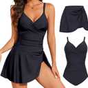 Women's One Piece Swimsuit and Swim Skirt Tummy Control Modest Swim Suits 2026 Slimming Bathing Suit (X-Large, Black)