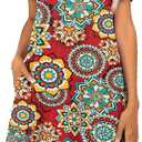 levaca Women's Short Sleeve Loose Summer Beach Casual Dress (XL)