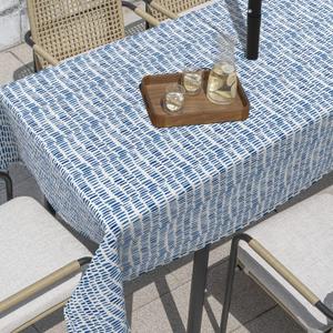 Outdoor Rectangle Tablecloth, 6084 Inch Water Repellent Picnic Table Cover with Umbrella Hole Zipper for Patio Family Meal , Pebble Blue