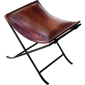 Cuero Melton Leather Stool Side Stich Classical Side Stich Stool Bench (Brown), 20 INCH