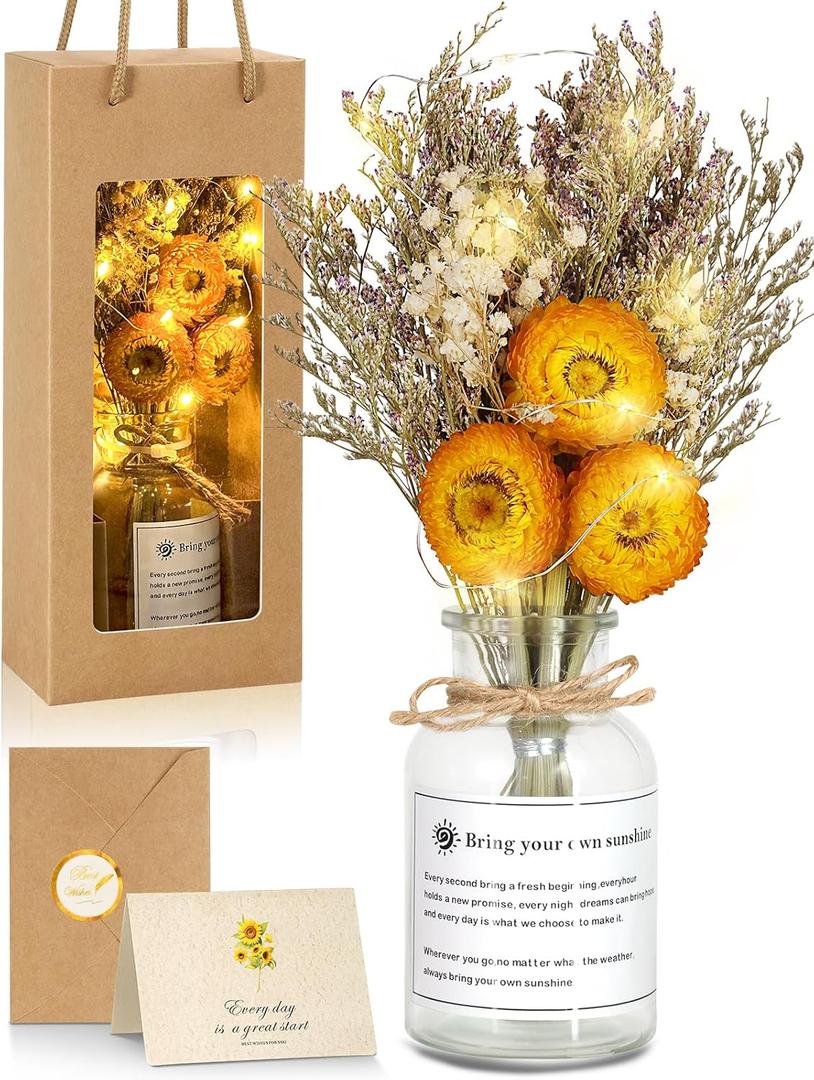 Preserved Flowers - Real Sunflower Gifts from Son Daughter for Mom, Birthday Gifts for Women, Teacher Appreciation, Dried Flowers for Decoration, Christmas