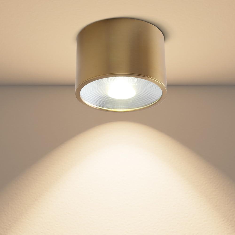 Sedelan Brass Ceiling Spot Lights Indoor, Dimmable LED Mini Cylinder Ceiling Light Fixture,7W 4500K Flush Mount Spotlight for Closet Hallway Staircase Bedroom Home Decor