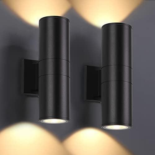 DAKAFUL Outdoor Wall Lights 2 Packs, Integrated LED Cylinder Up Down 12W 2700K Modern Aluminum Light, Waterproof Exterior Light for Porch Patio Door