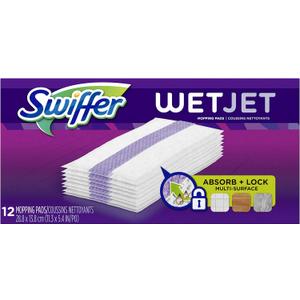 Swiffer WetJet Hardwood Floor Cleaner, Spray Mop Pad Refill, Multi Surface, 12 Count (Packaging May Vary) (12 Count (Pack of 1))