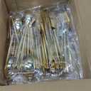 SUT 150PCS Gold Plastic Silverware, Plastic Utensils,Gold Silverware Disposable,Disposable Utensils Heavy Duty,Plastic Cutlery Set,Includes:50 Knives, Forks and Spoons for Party, Birthday,Wedding