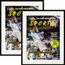 Goldfinch 2 Packs Sports Magazine Frames Displays Magazines Measuring 8.5 x 11.25 inches with White Core Matting, High Glossy Frame with Installed Hangers (2, Black Frame White Mat)