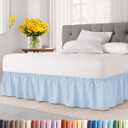 Wrap Around Dust Ruffle Bed Skirt - Sky Blue - for Queen Size Beds w/ 12 Inch Drop - Easy Fit Elastic Strap - Adjustable Pleated Bedskirt w/Brushed Fabric - Wrinkle Free, Women, Men, Kids & Teens