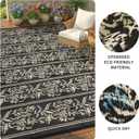 Garvee Outdoor Rugs 5x8 Waterproof Reversible Mat Boho Leaf Patio Rug with 4 Stakes and Starage Bag, Large Outdoor RV Mat Rugs for Camping, Picnic, Balcony, Deck, Backyard, Black & Brown