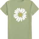 SHENHE Women's Rhinestone Tops Short Sleeve Crew Neck Floral Print T Shirts (S)