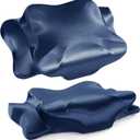 HOMBYS 2 Pack Satin Cervical Pillowcases (Only Pillowcase), Silky Butterfly-Shaped Contour Pillow Cover Cervical Neck Pillow Case with Zipper for Side Back Stomach Sleepers (Navy Blue, Queen Size)