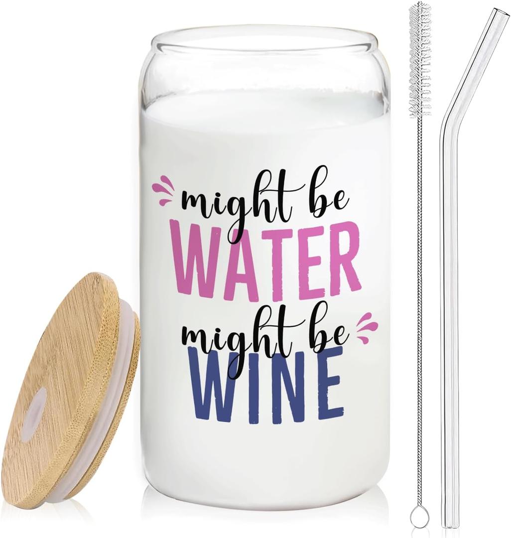 2 x Wine glasses cup Gifts for Cocktail Lovers, Funny Might Be Wine Tumbler Gifts For Women 14oz,Tequila Lime drinking jar for Cocktail Lovers