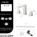 KINGO HOME 3 Hole Brushed Nickel Bathroom Faucet, 8 Inch 2 Handle Modern Widespread Bathroom Sink Faucet, Vanity Basin Sink Faucet with Supply Hoses and Pop-Up Drain Stopper KH-AH129L-v1