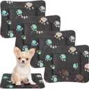 Tuanse 4 Pack Ultra Soft Dog Cat Bed Mat Small Animal Guinea Pig Bed with Cute Print Reversible Fleece Dog Crate Kennel Pad Cozy Washable Thickened Hamster Pet Beds Mat(13 x 19 Inches,Black)