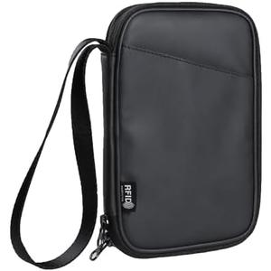 Family Passport Holder for 4 Black Multiple Passport Bag Passport Wallet for Travel Passport Cover for women Waterproof Wallet with Zipper Passport Case for Men