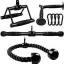 Yes4All Cable Machine Attachment, Tricep Straight Bar, V Bar, LAT Pulldown Attachments/Accessories Load 880lbs for Home Gym