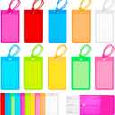 Sumind 100 Pcs Plastic Luggage Tags Assorted Name Identification Labels Flexible Suitcase Tags for Travel Baggage, 10 Colors
