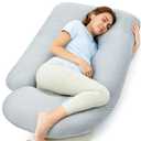 Momcozy Pregnancy Pillows with Cooling Cover, U-Shaped Full Body Maternity Pillow for Side Sleepers 57 Inch - Support for Back, Hip, Belly, Legs for Pregnant Women
