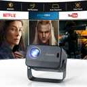 360Adjustable Stand & Auto Focus Polocsh 4K Projector with WiFi and Bluetooth, 600 ANSI & Auto Keystone Portable Projector, Native 1080P Outdoor Movie Projector for Phone TV Stick HDMI USB