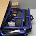 Medline Ultra Lightweight Transport Wheelchair for Adults, Foldable, 19-Inch Seat Width, Blue Frame, Black Upholstery
