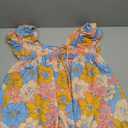 ROAONOCOMO Women Floral Pajama Set Ruffle Puff Sleeve Peplum Shirt Coquette Pj Set Bow Babydoll 2 Piece Shorts Outfit (Yellow, S)