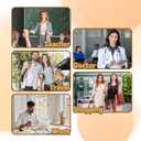 2 x 2PCS Lanyards for ID Badges, Retractable Teacher Lanyard Set with 2 Waterproof ID Badge Holders, Wooden Beaded Lanyard for Women Keys Id Badges Cruise Ship Cards