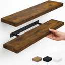 Vervida Floating Shelves for Wall Bathroom Shelf Bedroom Kitchen Living Room Hanging Book Shelves Small Farmhouse Decor 17 inch Set of 2, Rustic Brown