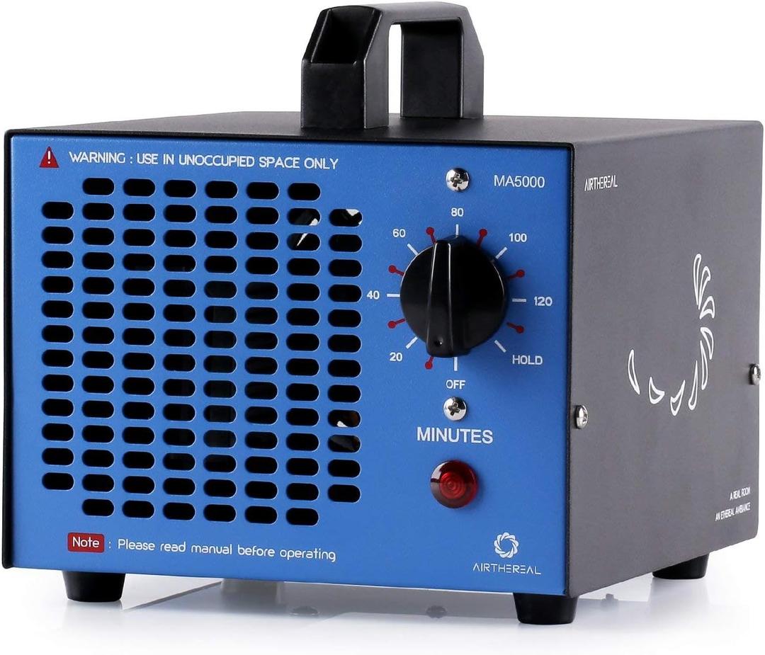 Airthereal MA5000 Commercial Generator, High Capacity Machine Odor Removal - Home Air Ionizers O3 Deodorizer for Rooms, Smoke, Cars and Pets, Eliminate Odors up to 2000sq.ft., Blue (Replaceable Filter)
