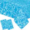 2 x 2Pcs Summer Ocean Waves Tablecloths 86x51 Inches Disposable Plastic Blue Ocean Water Print Table Covers Beach Pool Party Under The Sea Theme Birthday Party Table Cloth Decorations