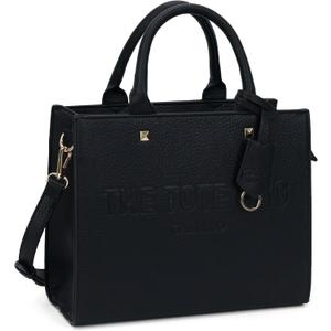 Tote Bag for Women Top Handle Satchel Purse and Handbags with Shoulder Strap (Large 16.3 IN with 16IN Laptop Compartment, Black-grained)