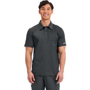 Cherokee Scrubs for Men Polo Nursing Scrub Top with Chest Pocket, Breathable Mesh, Ultra Soft 2-Way Stretch Fabric  WW615 (Large, Black)