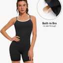 OMKAGI Halter Workout Tank Tops for Women Built in Bra Cute Layer Longline Sports Bras (Black, M)