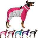 MIGOHI Full Body Dog Coat - Warm Reflective Winter Coat for Medium Dogs with Harness,Turtleneck Dog Fleece Jacket,Four-Leg Windproof Puffer Jackets Snowsuit with Zipper for Large Dogs, L (Large(Back:16.9"), HotPink)