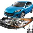 Headlights Replacement for Mazda 3 2010-2013, Headlight Clear Lens Left Driver Side Front Head Light Headlamp for Mazda 3 2010 2011 2012 2013