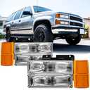 REINKO HEADLIGHTS ASSEMBLY COMPATIBLE WITH 94-98 OBS CHEVY TRUCK, 1994-1998 CHEVY SILVERADO, 1992-1994 BLAZER,92-99 CHEVY SUBURBAN,95-00 CHEVY TAHOE(ONLY 2000 TAHOE LIMITED/Z71),HEADLAMP FACTORY STYLE