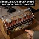 Premium Challenge Coin Display Case for 30 Coins - Wooden Challenge Coin Holder & Organizer with 360 Views, Hinged Cover, Drawer - Coin Display Stand - Handcrafted EDC & Military Gift