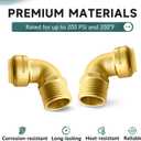 (Pack of 5) Niikappu 3/4 Inch x 3/4 Inch MNPT male Threaded Elbow Fitting, Push to Connect Brass Plumbing Fitting, PEX, CPVC, PE-RT Pipes with Disconnect Clip