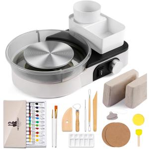 Pottery Wheel for Kids Adults and Beginners - Complete Pottery Set for Teen with 6" Turntable, 2.2lb Clay, Art Supplies Sculpting Tools, Christmas Craft Gifts for Teens Adults (Grey)
