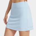 Women's High Waisted Tennis Skort with Built-in Shorts,Ruffle Athletic Golf Skort with Pockets for Sports Workout Light Blue, S