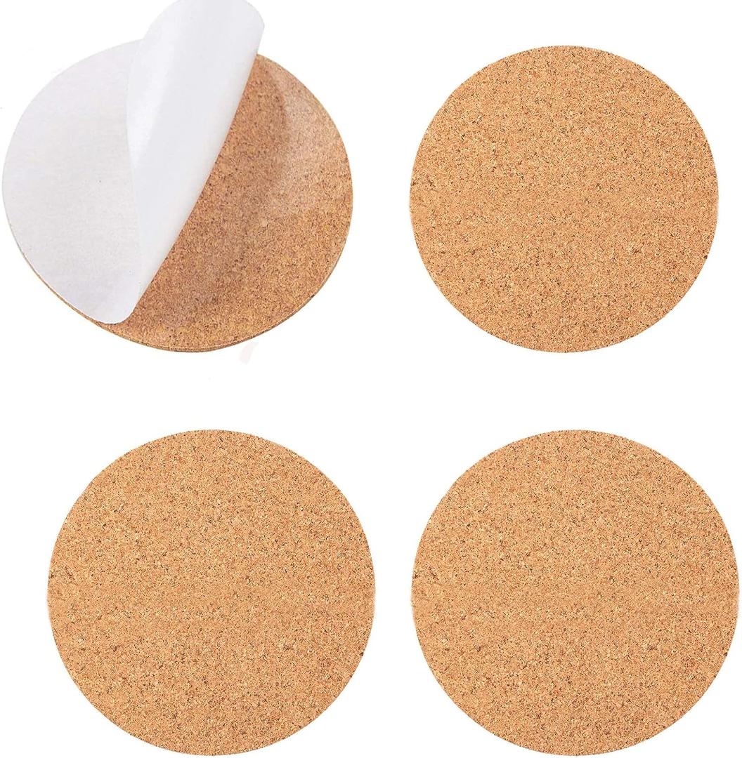 YYaaloa 24Pcs Self-Adhesive Mini Backing Cork Coasters Tiles Sheets Round 4" for DIY Coasters and DIY Crafts Cork Board, Cork Tiles, Cork Mat (Round 24pcs)