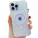 ASONCE Cute Glitter for iPhone 16 Pro Case [Compatible with MagSafe] Bling Sparkle Phone Case with 12ft Drop Protection, Magnetic Women Girls Cover for iPhone 16 Pro 6.3" - Sparkly Crystal