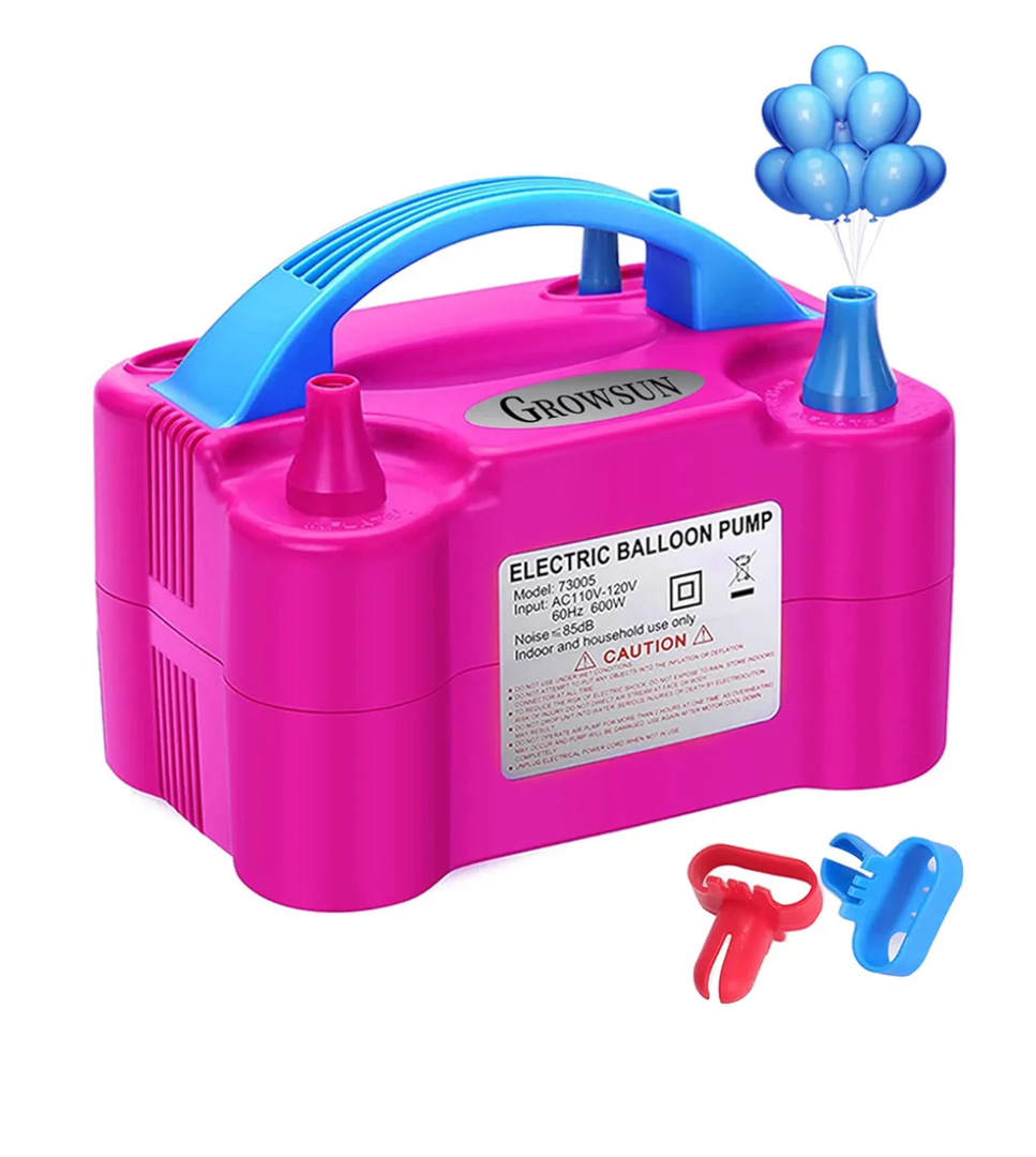Growsun Electric Balloon Pump Air Inflator Portable Automatic Dual Nozzle Balloon Blower 110V 600W for Birthday Baby Shower Balloons Party Decorations