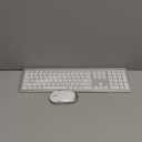 Wireless Keyboard and Mouse Combo  Full Size Slim Thin Wireless Keyboard Mouse with Numeric Keypad 2.4G Stable Connection Adjustable DPI (White & Silver)