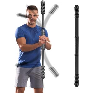 Fitness Bar for Workout,Elastic Exercise Bar, Vibration Weight Stick,Body Physical Therapy,Core Strength Training,Arm Shoulder Stretch At Home Gym. (black)